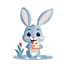 
easter bunny with easter eggs vector illustration isolated white background, cut out or cutout
