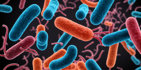3D illustration of bacteria.