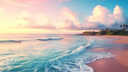 Aerial view of beautiful beach, simple, calm composition in clear blue