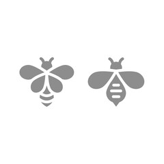 Honey bee vector icon set. Bees black simple icons.