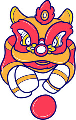cute traditional chinese lion dance cartoon