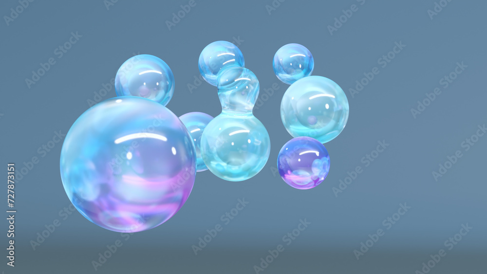 Poster abstract floating circles with space on a bright pastel-colored background. a 3d-colored sphere with