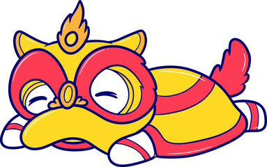 cute traditional chinese lion dance cartoon