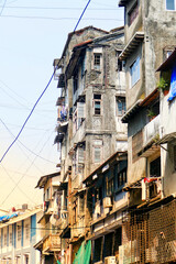 Fototapeta na wymiar Colonial architecture on Rustom Sidhwa Marg in Mumbai, India