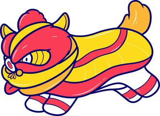 cute traditional chinese lion dance cartoon