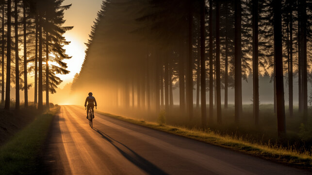 Rowerowa podr&oacute;ż na świtaniu