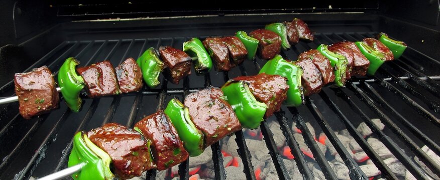 shish kebab on the grill HD 8K wallpaper Stock Photographic Image