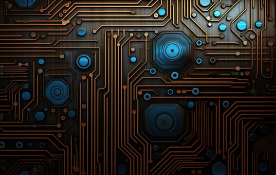 Circuitry and technology abstract background. Generate AI image