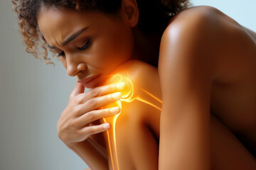 Knee pain, joint inflammation, bone fracture, woman suffering from osteoarthritis, leg injury - 727874729