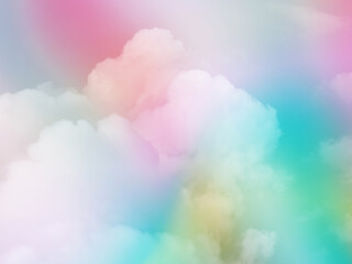 Fototapeta na wymiar beauty sweet pastel blue and pink colorful with fluffy clouds on sky. multi color rainbow image. abstract fantasy growing light