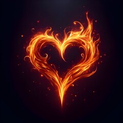 Heart in love, fiery heart, dark background, premium, high quality, hd, plain background