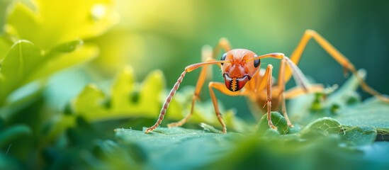 Enchanting Ant Walking on a Lush Green Plant: Ant, Walking, Plant - A Encounter