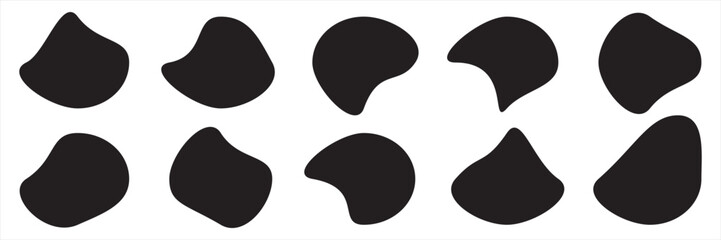 Random blob circles silhouette icon set. An arrangement of black organic shapes. vector.PNG