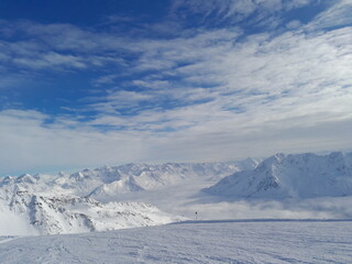 snow covered mountains