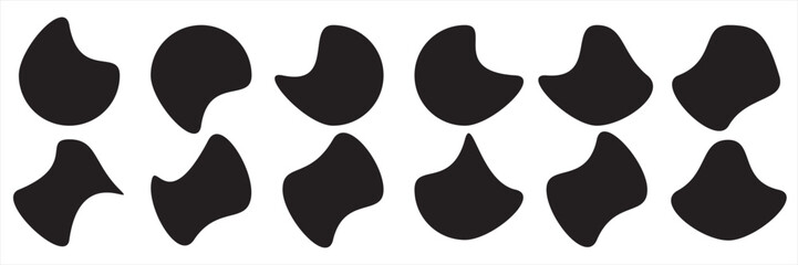 Random blob circles silhouette icon set. An arrangement of black organic shapes. vector.PNG