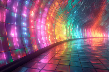 sci fi multi colored tunnel illuminated by led glow
