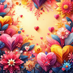 Love in Full Bloom: Valentine's Art Background with Hearts.