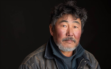 Fototapeta premium Multiracial Man in Leather Jacket Looking at the Camera