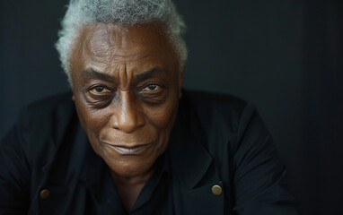 Obraz premium Portait of an Older Man With Grey Hair and a Black Shirt