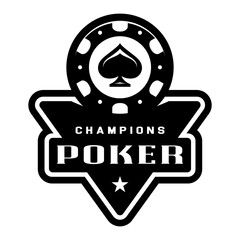 Poker chip logo. Spades sign. Gambling emblem. Casino games.