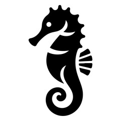 minimal Seahorse vector icon, flat symbol, black color silhouette