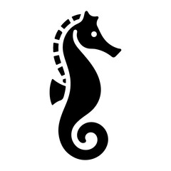 minimal Seahorse vector icon, flat symbol, black color silhouette