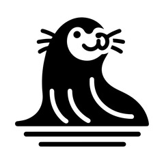 minimal Seal vector icon, flat symbol, black color silhouette