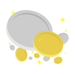 gold and silver coins money vector design