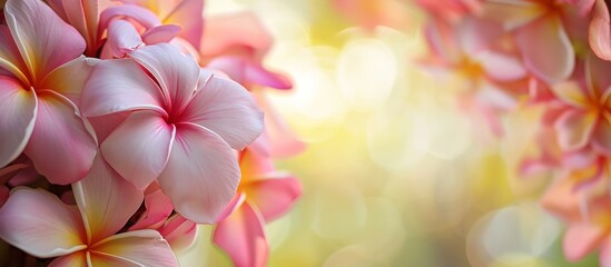 Fototapeta premium Beautiful Frangipani Flower Frame: A Stunning Display of Beauty with the Beautiful Frangipani Flower Embracing a Delicate Frame