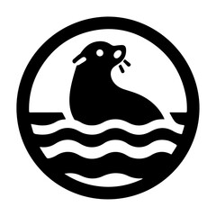 minimal Seal vector icon, flat symbol, black color silhouette