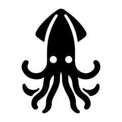 minimal Squid vector icon, flat symbol, black color silhouette