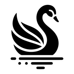 Swan logo vector icon, flat symbol, black color silhouette, white background