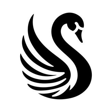 Swan logo vector icon, flat symbol, black color silhouette, white background