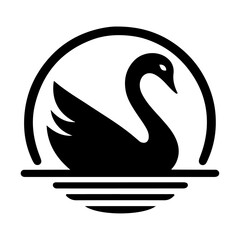 Swan logo vector icon, flat symbol, black color silhouette, white background