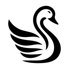 Swan logo vector icon, flat symbol, black color silhouette, white background