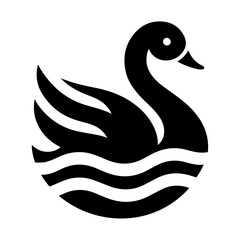 Swan logo vector icon, flat symbol, black color silhouette, white background