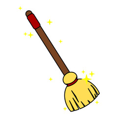 vector design of a broom made of straw or other material