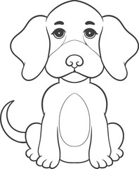 Cute cartoon puppy sitting line art