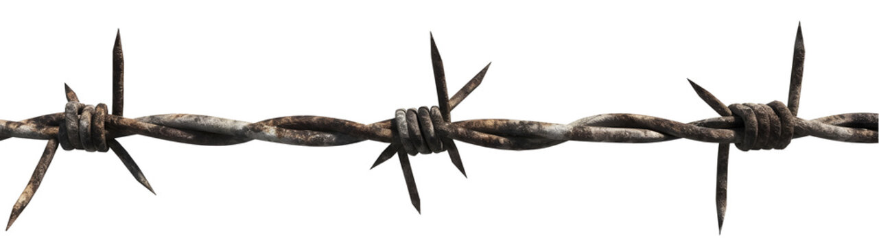 a barbed wire with a white background