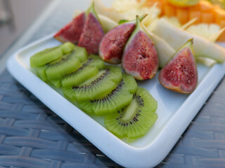 Fruit plate with Kiwi, Papaya, Watermelon, Guava, Pineapple