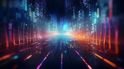 Vivid Neon Lines and Bokeh Lights Unveil the Digital