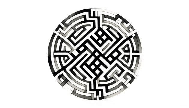 A traditional Korean ink wash painting (Sumukhwa)
Geometric, Abstract, Monochrome, Symmetry, Black and White, Intricate, Architectural drawings, 3D illusion, Optical illusion