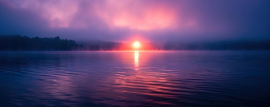 sunset over the lake HD 8K wallpaper Stock Photographic Image