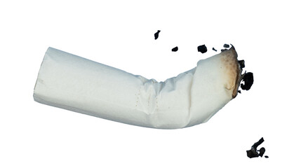 Nipple cigarette with ash isolated