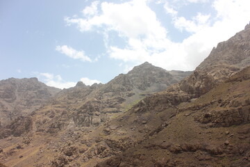 Toubkal national park  mount, start point for hike to Jebel Toubkal, a highest peak of Atlas mountains and Morocco