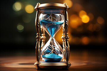 A sophisticated hourglass icon, adorned with ornamental details, symbolizes the passage of time and...