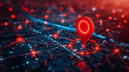 City Destination: Red Map Pin and Network Connection. Generative ai