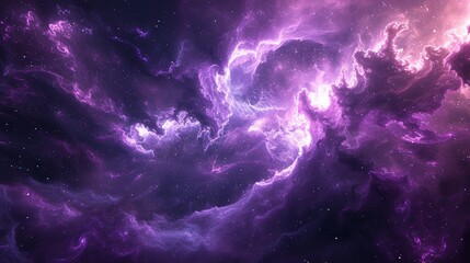 Velvet purple and silver wisps dancing in a cosmic void.  - obrazy, fototapety, plakaty