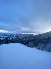 snow covered mountains