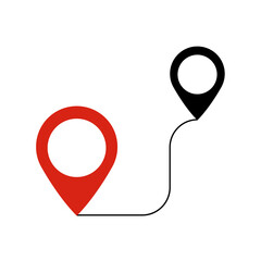Flat route icon. gps distance. 